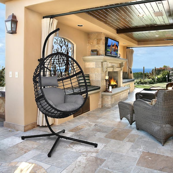 Outdoor basket swing chair with online stand