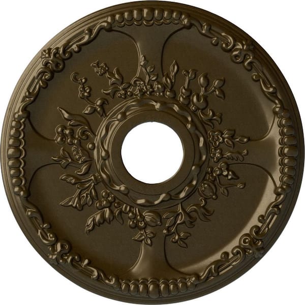 Ekena Millwork 18" x 3-1/2" ID x 1-3/8" Antioch Urethane Ceiling Medallion (Fits Canopies upto 3-1/2"), Brass