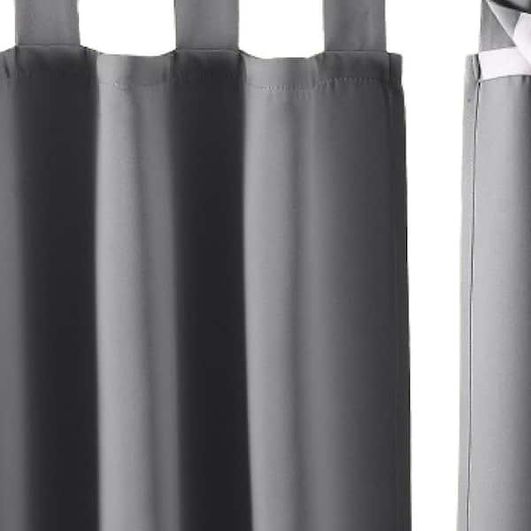 Unbranded 52 in. x 84 in. Outdoor Patio Curtains Waterproof Room Darkening Drapes Detachable Sticky Tab Gray (2-Panel)