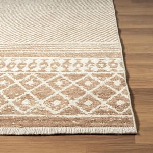 Nevisha Taupe 5 ft. x 7 ft. Striped Poly-Cotton Blend Rectangle Indoor Area Rug