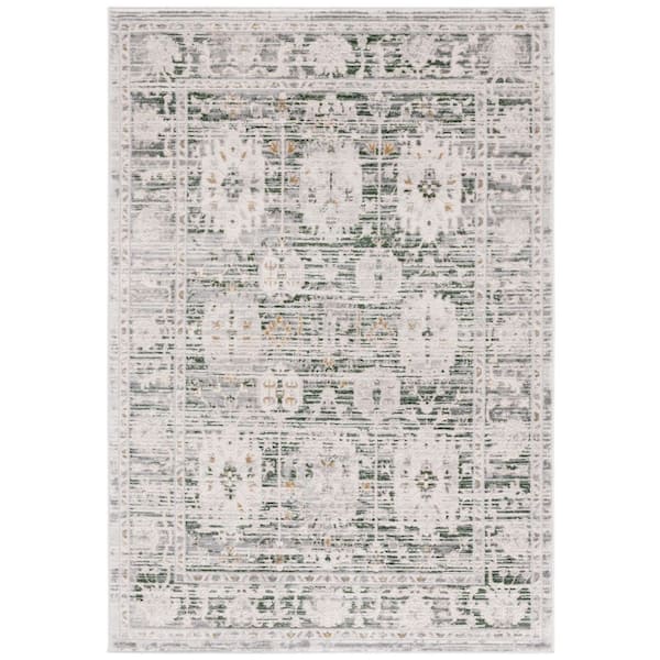 Prestige 8 ft. x 10 ft. Ivory/Gray Distressed Ornate Area Rug