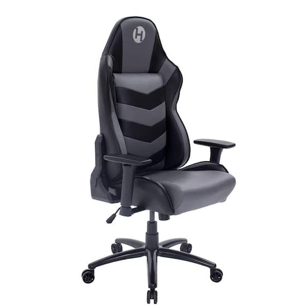 Maincraft Black and Gray Molded Foam Ergonomic Adjustable Seat Height Swivel Racing Gaming Office Chair with Arms