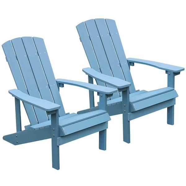 Unbranded Outdoor Patio Plastic Adirondack Chair in Lake Blue (2-Pack)