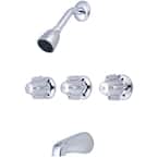 3-Valve Tub and Shower Fitting on 11 in. Centers (Valve Included) 3-Valve Tub and Shower Fitting on 11 in. Centers (Valve Included)