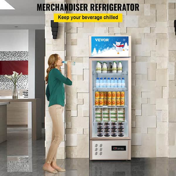 VEVOR Commercial Refrigerator,Display Fridge Upright Beverage Cooler, Glass Door with LED Light for Home, Store, Gym or Office