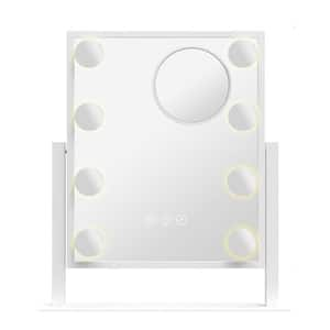 12 in. W x 14.17 in. H LED Vanity Mirror Rectangular Framed Makeup Mirror Tabletop Bathroom Vanity Mirror in White