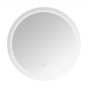 24 in. W x 24 in. H Round Frameless Wall-Mount LED Anti-Fog Led Bathroom Vanity Mirror in Silver