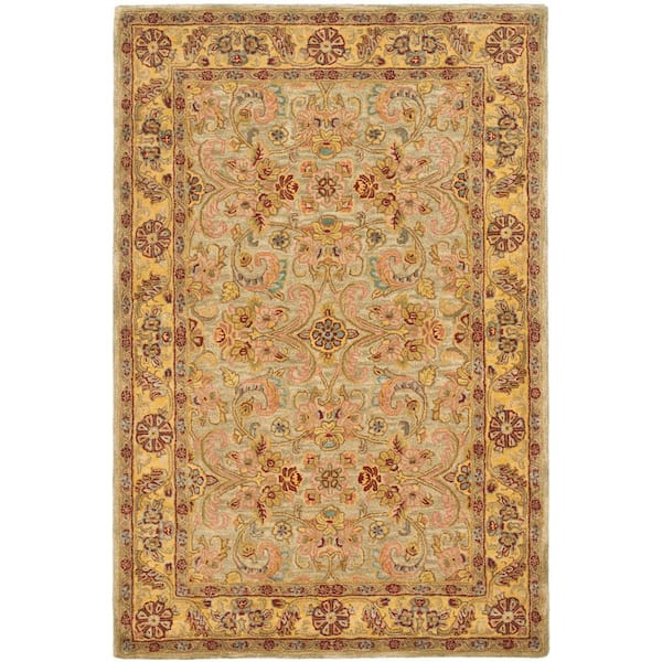 SAFAVIEH Classic Light Green/Gold 10 ft. x 14 ft. Antiqued Floral Area