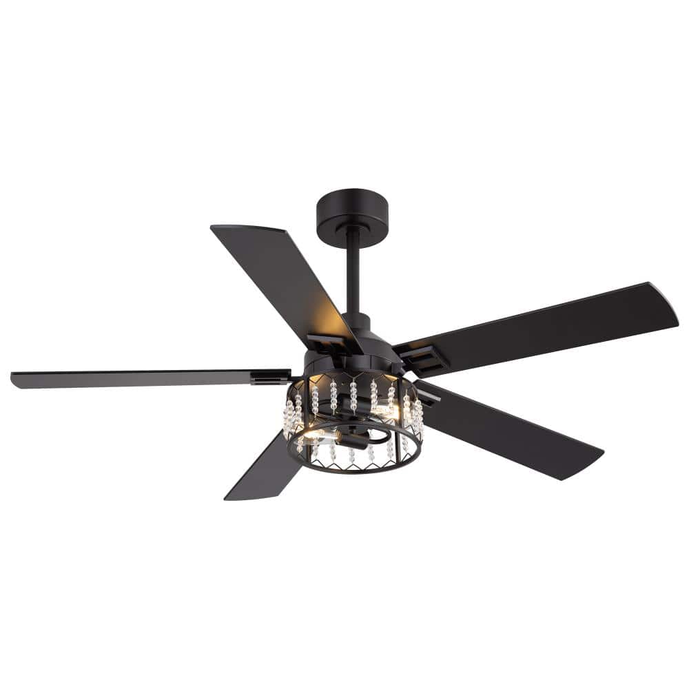 52 in. Black Indoor Dual-Finish Blades Downrod Modern Ceiling Fan with Light Kit and Remote Included price history on PriceWatchPro