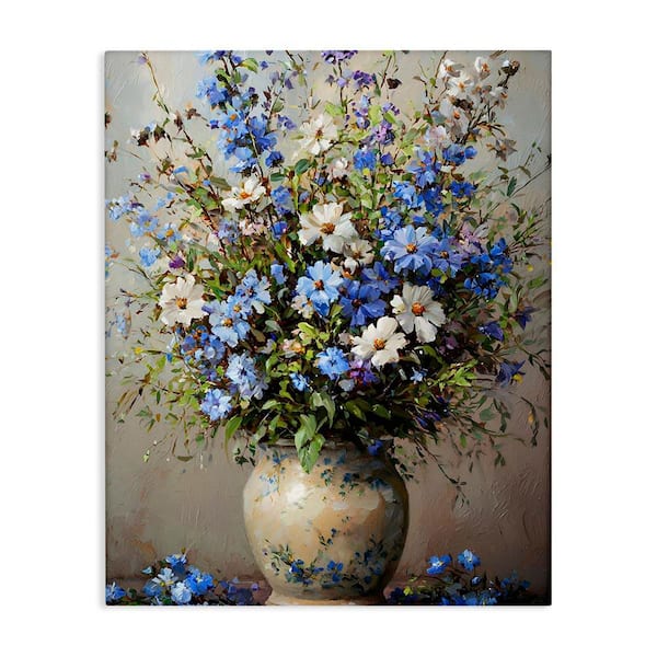 Cerulean Flower Bouquet by Franklyn Gregory Unframed Nature Graphic Art Print 30 in. x 24 in.