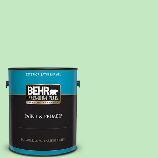 BEHR PREMIUM PLUS 1 gal. #450A-3 Mountain Mint Satin Enamel Exterior Paint & Primer