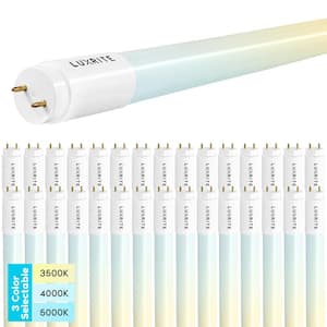 8-Watt 2 ft. Linear T8 LED Tube Light Bulb 3 Color Selectable Single and Double End Powered 960 Lumens F17T8 (30-Pack)