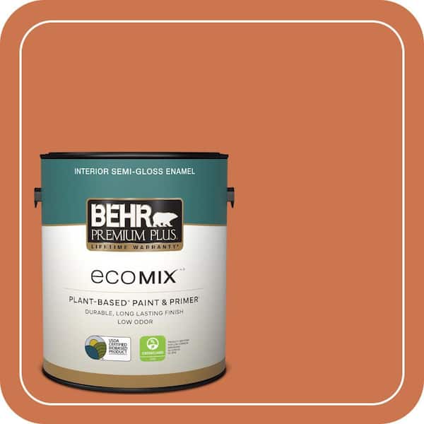 1 gal. #PMD-103 Sweet Carrot Semi-Gloss Enamel EcoMix Plant-Based Interior Paint & Primer