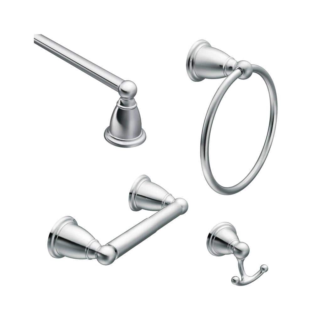 MOEN Brantford 4Piece Bath Hardware Set with 24 in. Towel Bar, Paper