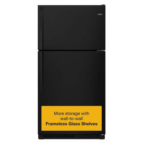 33 in 20.5 cu. ft. Wide Top Freezer Refrigerator in Black with Frameless Glass Shelves