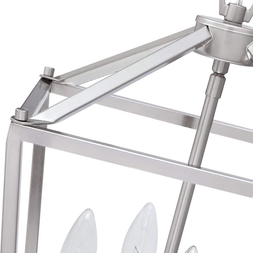 Brushed Nickel 4-Light Geometric Lantern Pendant Chandelier
