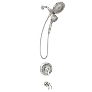 Engage Single Handle 6-Spray Tub and Shower Faucet 2.5 GPM with Magnetix Rainshower in Brushed Nickel (Valve Included)