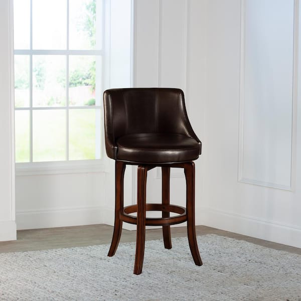 Hillsdale Furniture Napa Valley 25.25 in. Dark Brown Cherry/Brown Leather Swivel Counter Stool