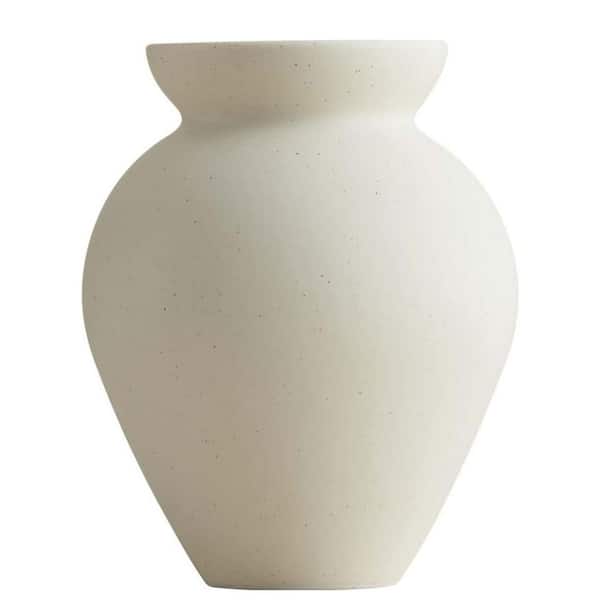 Unbranded 7.5 in. Cream Round Ceramic Decorative Vase