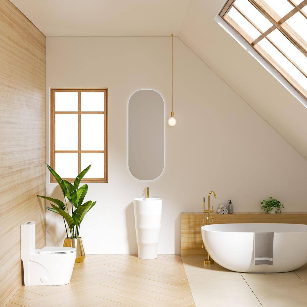 Brooklyn White Ceramic Round Freestanding Pedestal Sink