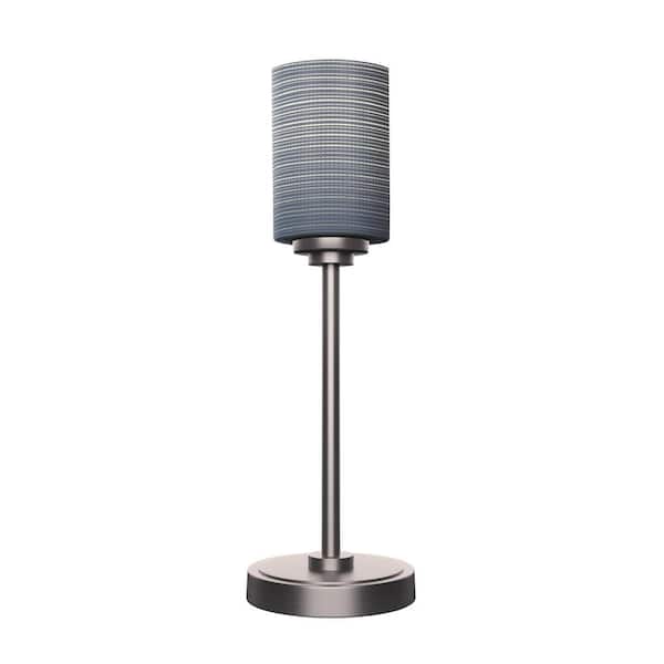 Unbranded Quincy 17.5 in. Graphite Accent Lamp with Gray Matrix Glass Shade