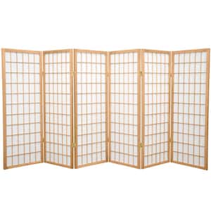 4 ft. Short Window Pane Shoji Screen - Natural - 6 Panels