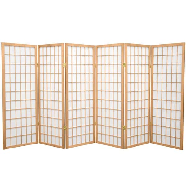 Oriental Furniture 4 ft. Short Window Pane Shoji Screen - Natural - 6 Panels