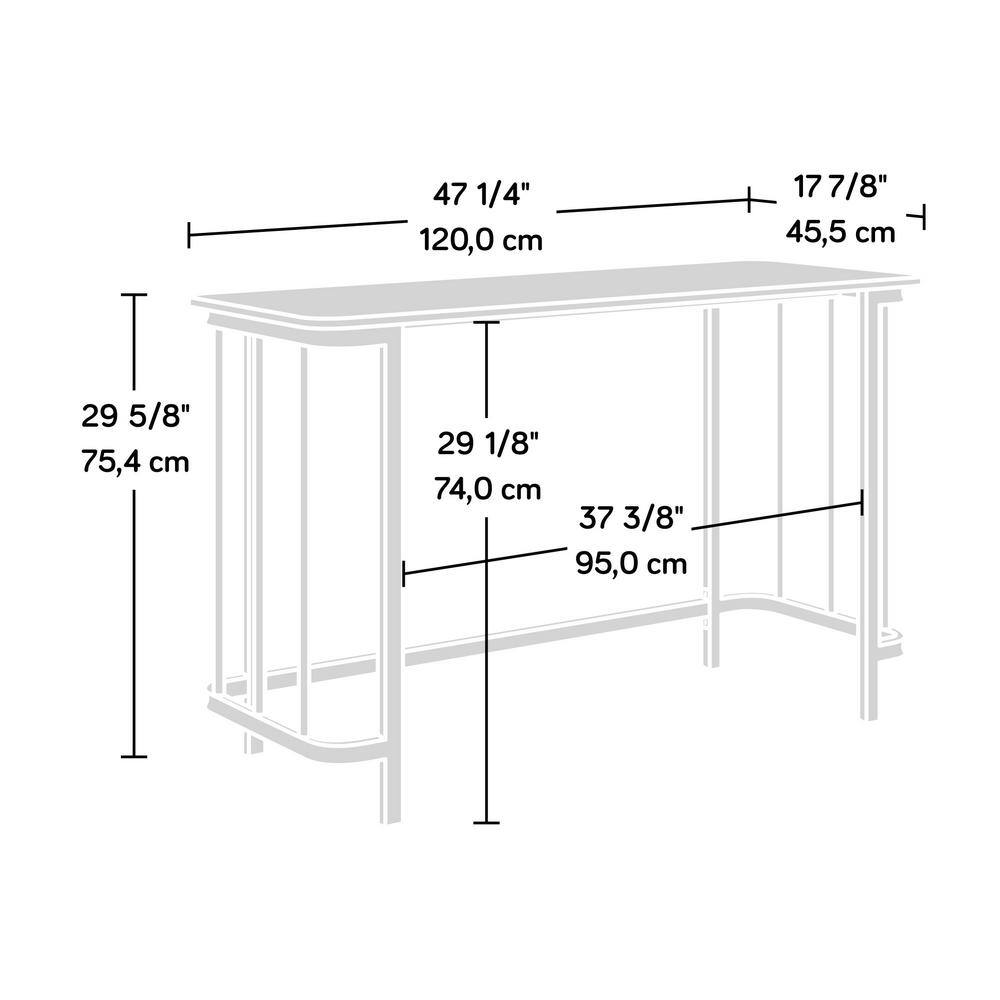 Etched Oak and Black Metal Writing Desk