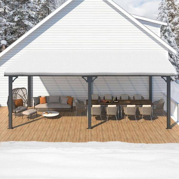 【Tanpopo】 Sudzendf 10 ft. x 20 ft. Black Rectangle Gazebo with Hardtop
