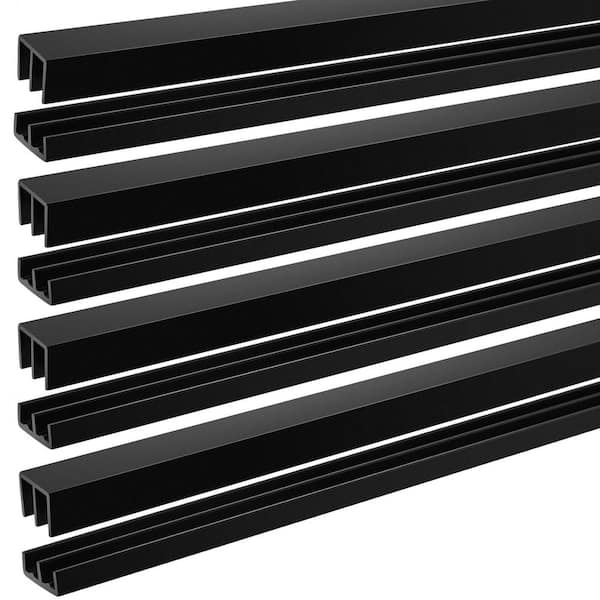 4 Sets Plastic Sliding Black Sliding Door Track Set for Sliding Cabinets Doors, Easy Quick Installation