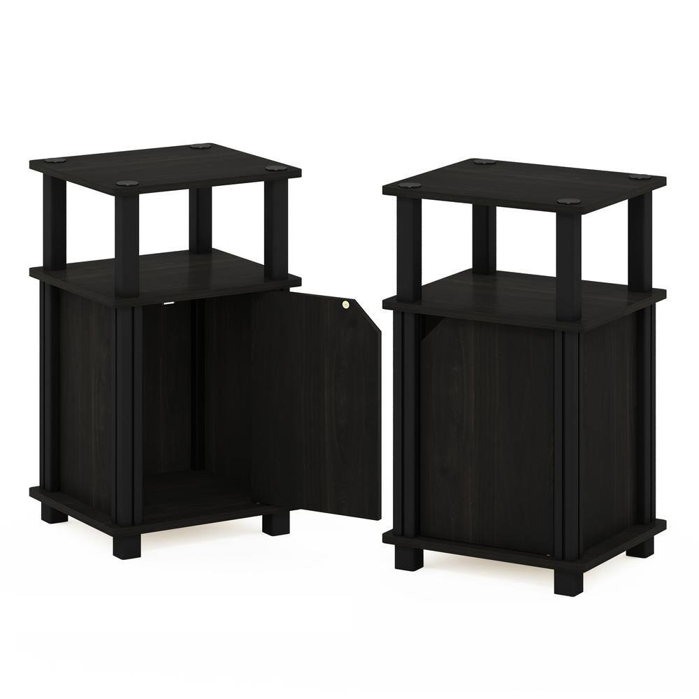Espresso Black Engineered Wood 3-Tier End Table with Storage