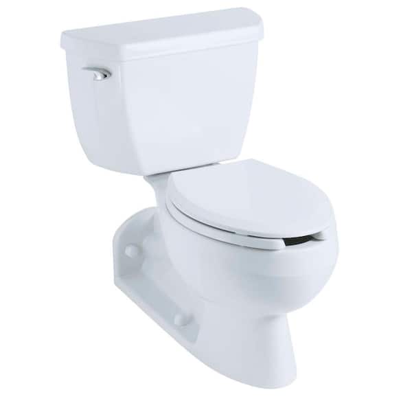 KOHLER Barrington 4 in. Rough-In 2-piece 1.6 GPF Pressure Lite Single Flush Elongated Toilet with Toilet Tank Locks in White