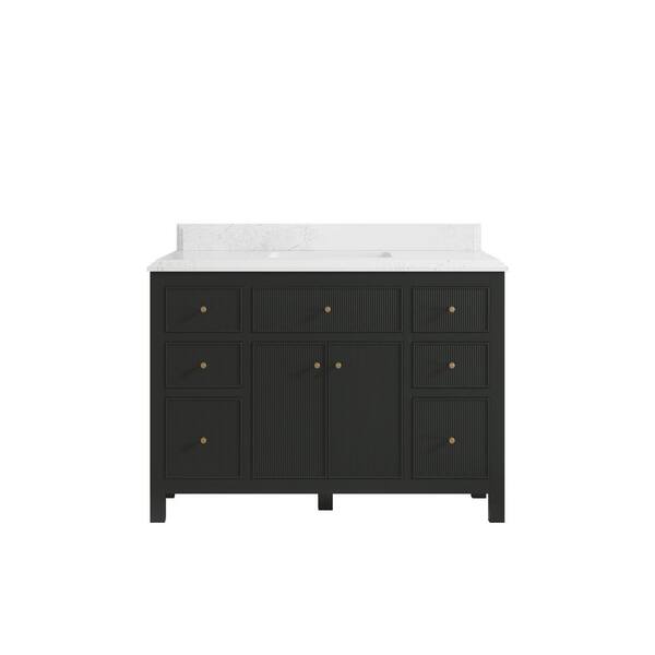 Willow Collections Sonoma 48 in. W x 22 in. D x 36 in. H Single Sink Bath Vanity in Black Top with 1.5" Empira Quartz Top