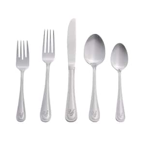 Beaded Monogrammed Letter Y 46-Piece Silver Stainless Steel Flatware Set (Service for 8)