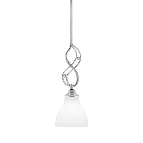 Unbranded Revell 100-Watt 1-Light Chrome Stem Mini Pendant Light with 5 in. White Marble Glass Shade and Light Bulb Not Included