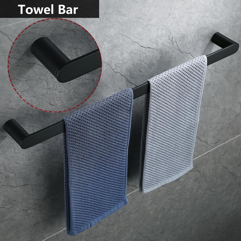 Matte Black Stainless Steel 5-Piece Bathroom Hardware Set