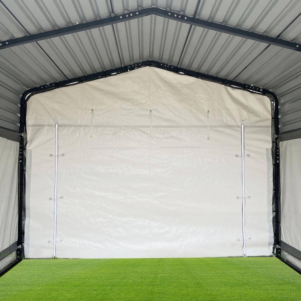 Black Waterproof PE Fabric Carport Sidewall Kit for 12 x 25 ft Metal Frame