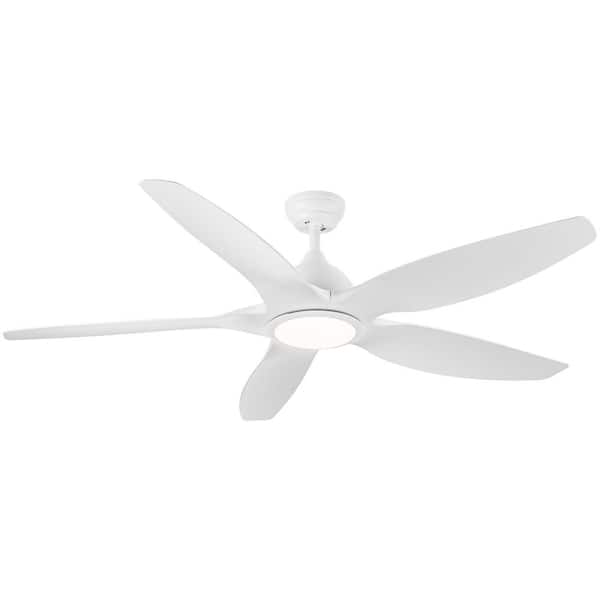 bessten Athena 60 in. Modern Indoor White Ceiling Fan with Integrated LED and ABS Blade