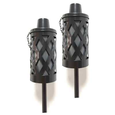 StyleWell 2-in-1 Black Lattice Garden Torch (2-Pack)