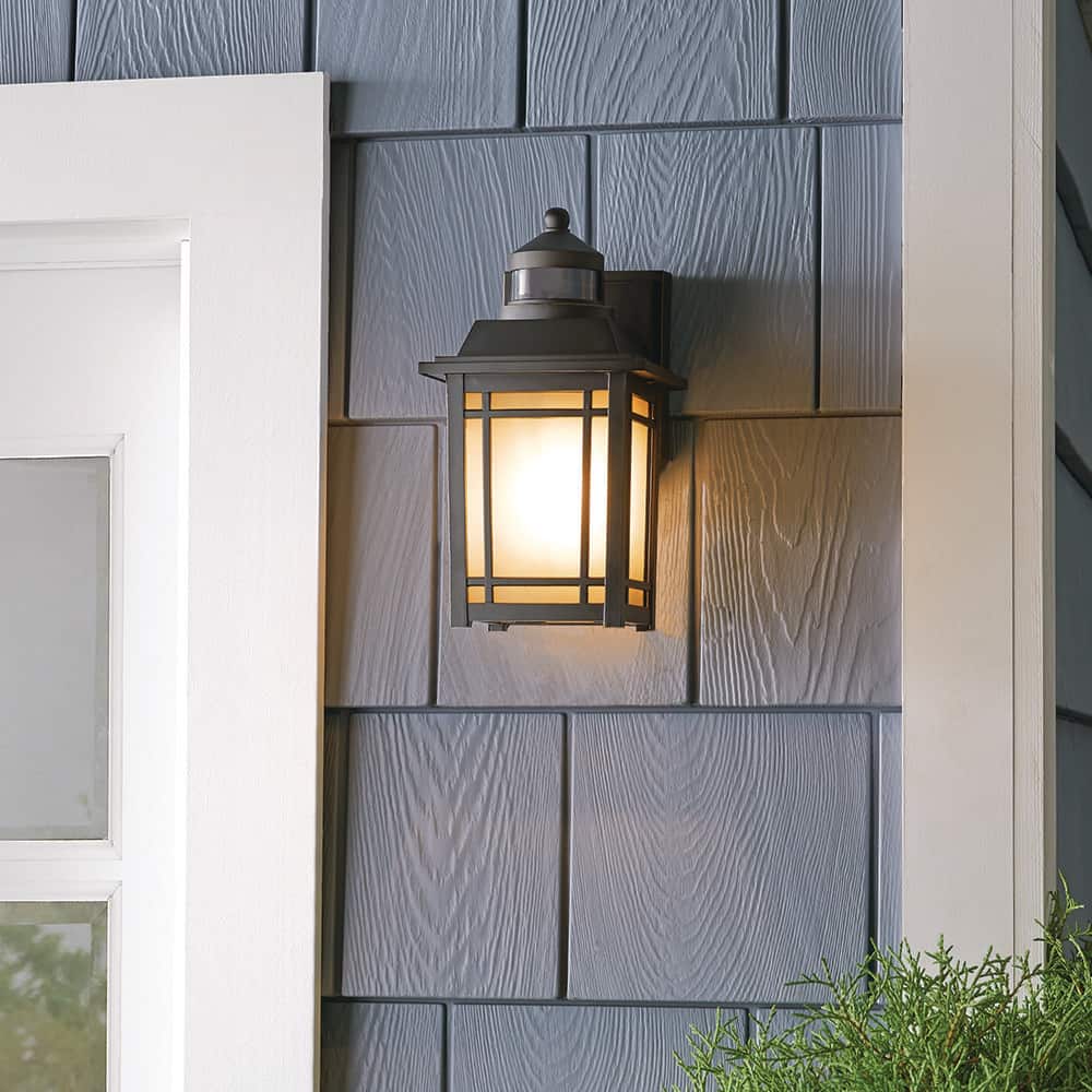 Port Oxford 10.6 in. 1-Light Oil Rubbed Chestnut Motion Sensing Hardwired Outdoor Wall Light Lantern Sconce price history on PriceWatchPro
