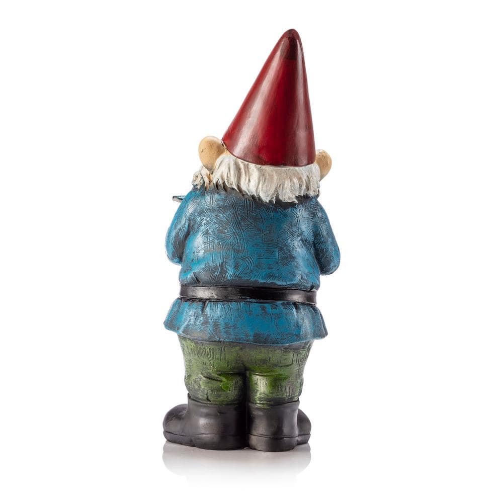 12-Inch Multicolor Garden Gnome with Bird Statue