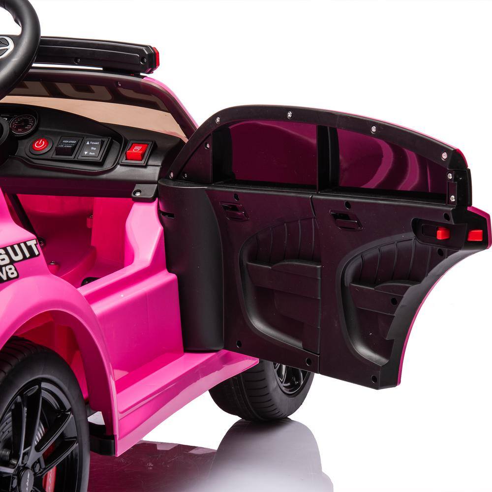 Pink 12V Dodge Kids Ride-On Police Car with Remote Control