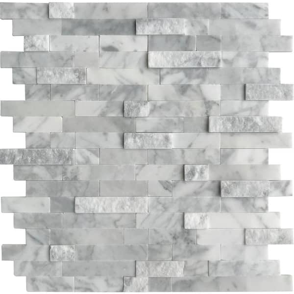sunwings Carrara White 11.5 in. x 10.7 in. Natural Marble Peel and Stick Tile (5-Tiles, 4.5 sq. ft.)