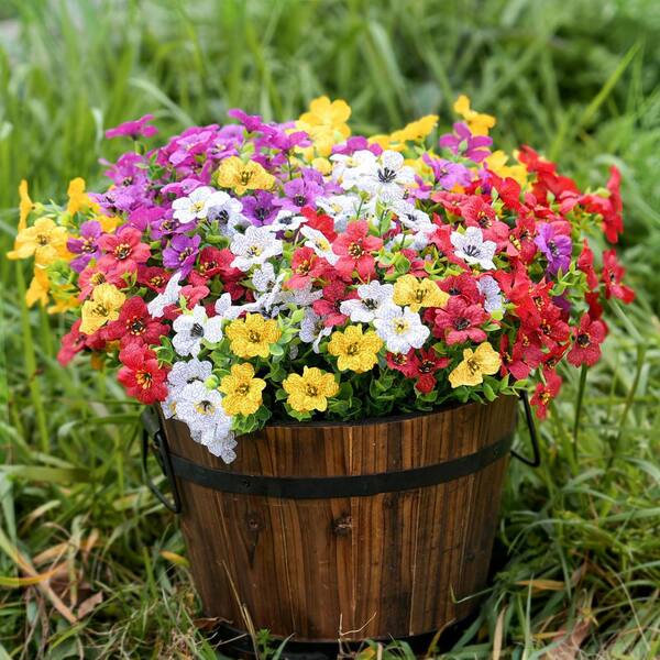 13.8 in. Multi-Colored Artificial Mixed Flower, 16-Pieces Faux UV