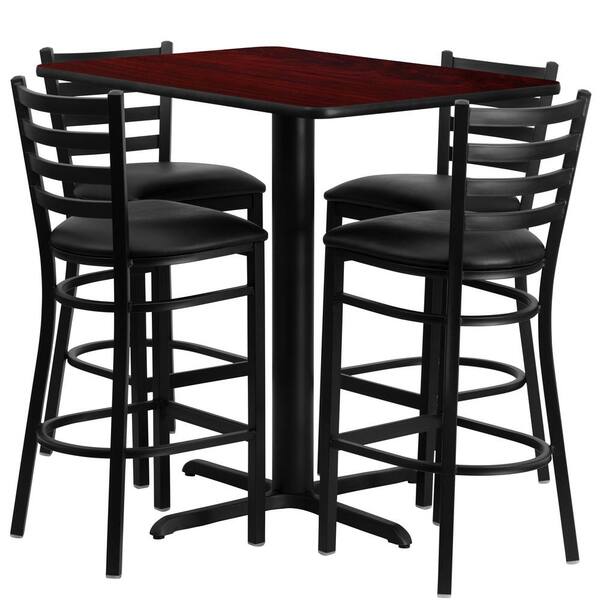 Carnegy Avenue 5-Piece Mahogany Top/Black Vinyl Seat Table and chair set