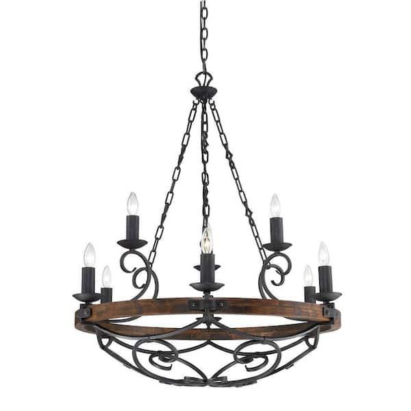 Golden Lighting Vargas Collection 9-Light Black Iron 2-Tier Chandelier