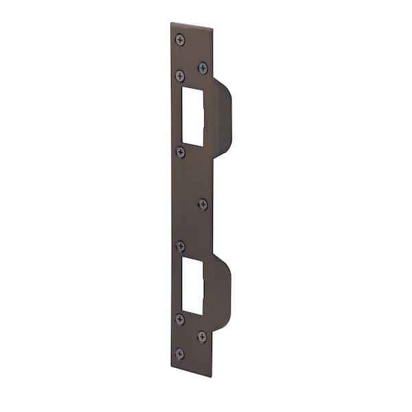 Prime-Line Maximum Security Combo Door Strike 5-1/2 in. Hole Spacing 1-5/8 x 11 in. with Screws, Classic Bronze (Single-Pack)