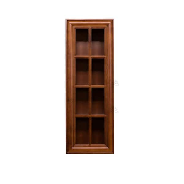 LIFEART CABINETRY Cambridge Assembled 15x42x12 in. Wall Mullion Door Cabinet with 1 Door 3 Shelves in Chestnut