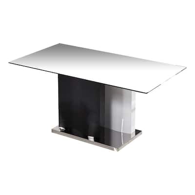 Veta 63 in. Black with White/Stainless Steel Modern Rectangular Dining Table