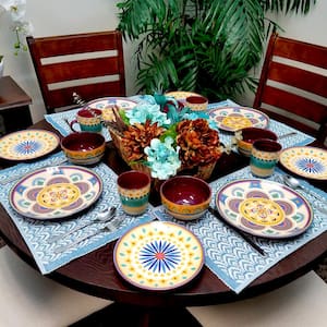 Puesta De Sol 16-Piece Patterned Multicolor Earthenware Dinnerware Set (Service for 4)